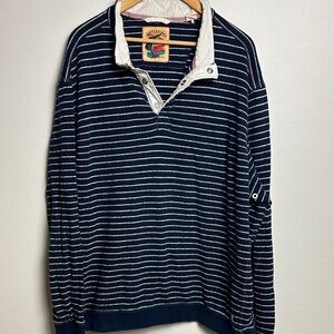 Tommy Bahama Navy and White Striped Long Sleeve Shirt
